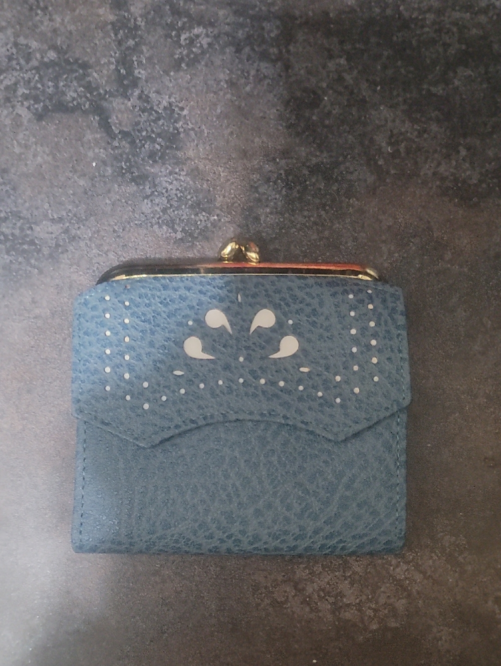 Princess Gardner Blue Small Leather Coin Wallet Vintage Decorative Detail